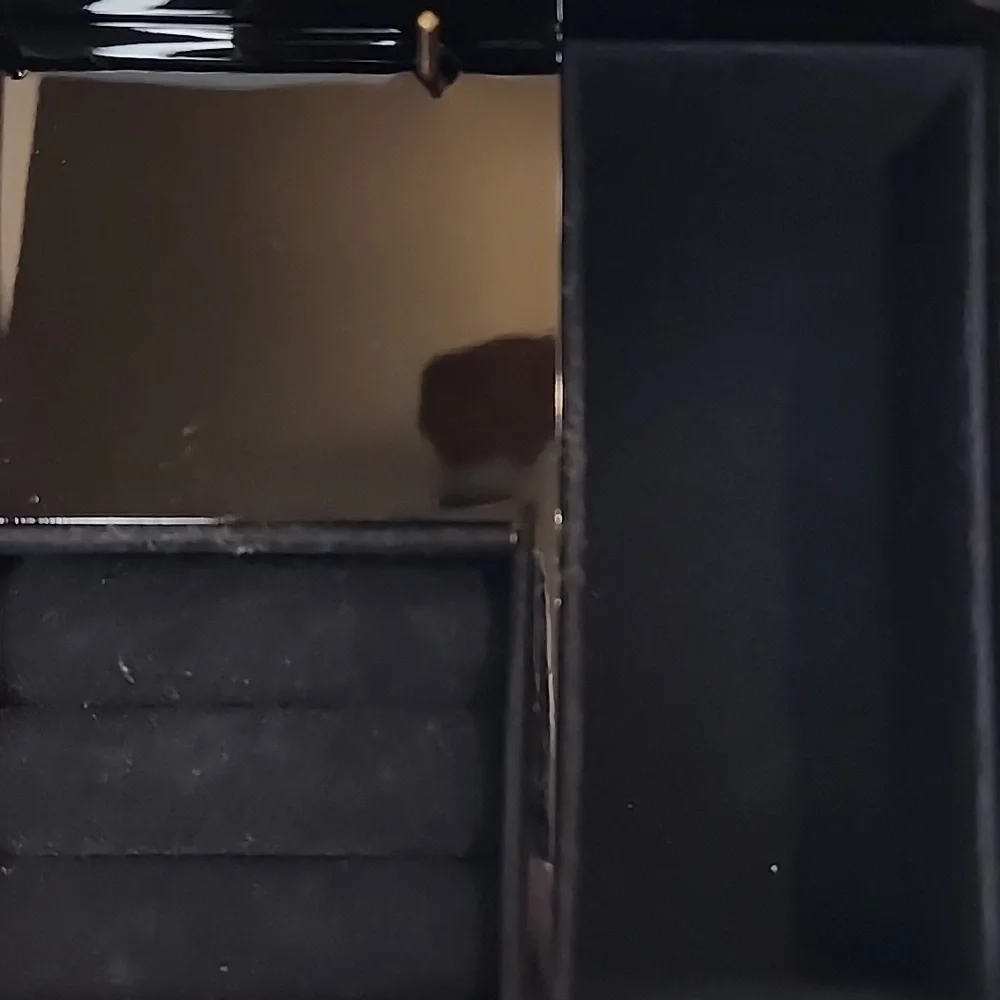 MUSIC & JEWELRY Box Says Happy Anniversary Black Gold San Francisco Music Box Co